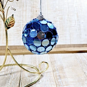 Blue Disco Mirror Ball Christmas Ornaments 2.5 Inch Holiday Decor - Picture 1 of 5