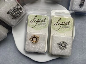 15mm Ring Clasps with 12 Crystal Stones 1 Strand Rhodium OR Nickel - Picture 1 of 3