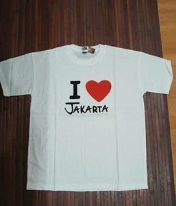NEW WHITE I LOVE JAKARTA TEE SHIRT SIZE ASIAN XL US LARGE SOUVENIR INDONESIA - Picture 1 of 1