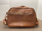 Vintage Sears Leather Briefcase Carry-on Camel Bag Hobo Bag 16”x6”x12.5” Brown