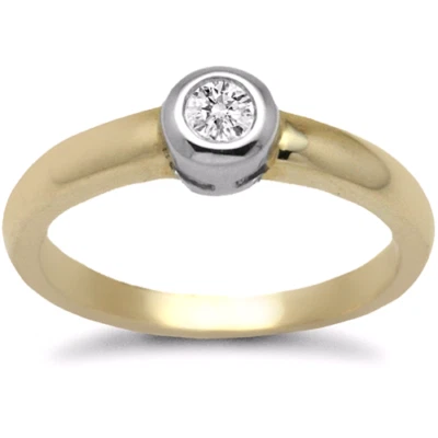 0.15 carat Natural Round cut Diamond Rub over Set Solitaire Ring In Yellow Gold - Image 1 of 4