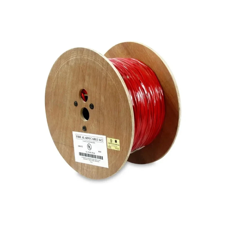 1000Ft 16AWG/2C Solid Shielded Fire Alarm FPLR Bare Copper Cable Red - Image 1 of 1