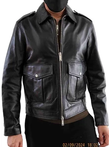 DSQUARED2 BNWT CALF LEATHER JEAN JACKET-BLACK EU50/US40/L (L-) - Picture 1 of 7