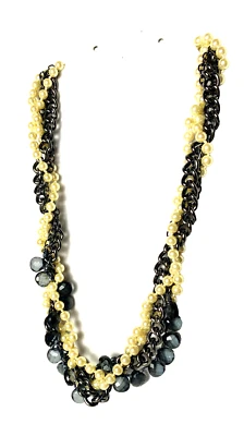 Collar de cadena negra multihilo de perlas retorcidas J Crew acrílico gotas facetadas Foto 1 de 4