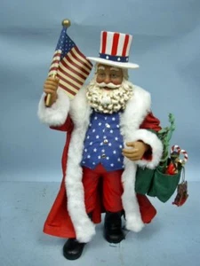 K.ADLER Fabriche' Musical Patriotic American Christmas Santa STARS & STRIPES NIB - Picture 1 of 3
