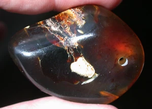 Beautiful Ruby Red AMBER Fossil Drilled Gemstone for Jewelry Making 9.5 grams - Picture 1 of 9