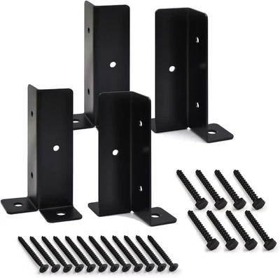 4 Pcs Post Anchor Brackets Kit for 4x4 Heavy Duty Wood Fence Deck Tough Base - Image 1 of 4