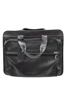 Tumi Black Leather Wheeled Carry-on Bag - Picture 1 of 5