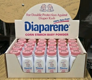 SELTEN VINTAGE NEU VITRINE MIT 24 1 OZ FLASCHEN DIAPARENE MAISSTÄRKE BABYPUDER - Bild 1 von 8