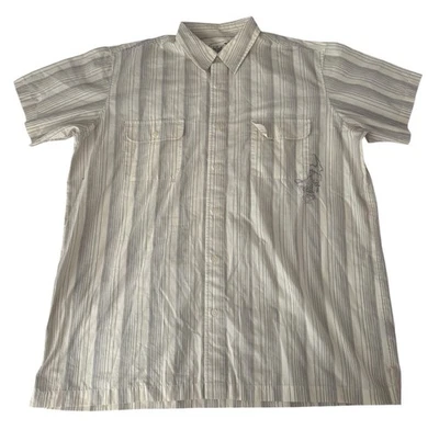 Anchor синий Y2K кнопка вверх в полоску коротким рукавом рубашка 2XL - Изображение 1 из 3