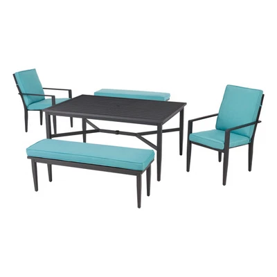 Mainstays MSS120201102006 Rockview Juego de comedor de patio de listones de 5 piezas, negro Foto 1 de 4