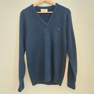 Suéter De Colección Años 80 Christian Dior Texturizado Cuello en V Azul Verde Tejido Ligero Med Foto 1 de 4