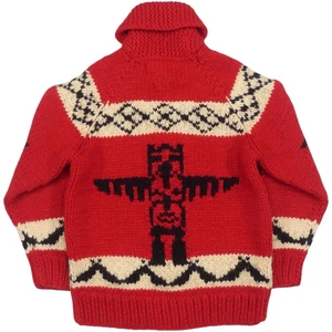 Maglione Kanata Cowichan taglia L rosso totem polo cardigan zip made in Canada - Foto 1 di 24