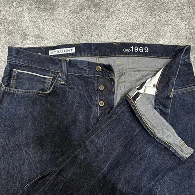 Gap 1969 Men’s Jeans 38x32 Selvedge Raw Marble Preppy Straight - Image 1 of 4