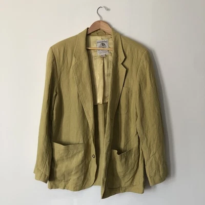 Vintage Banana Republic Original Travel Y2K Jacket Mens Large Green Linen Safari - Image 1 of 4