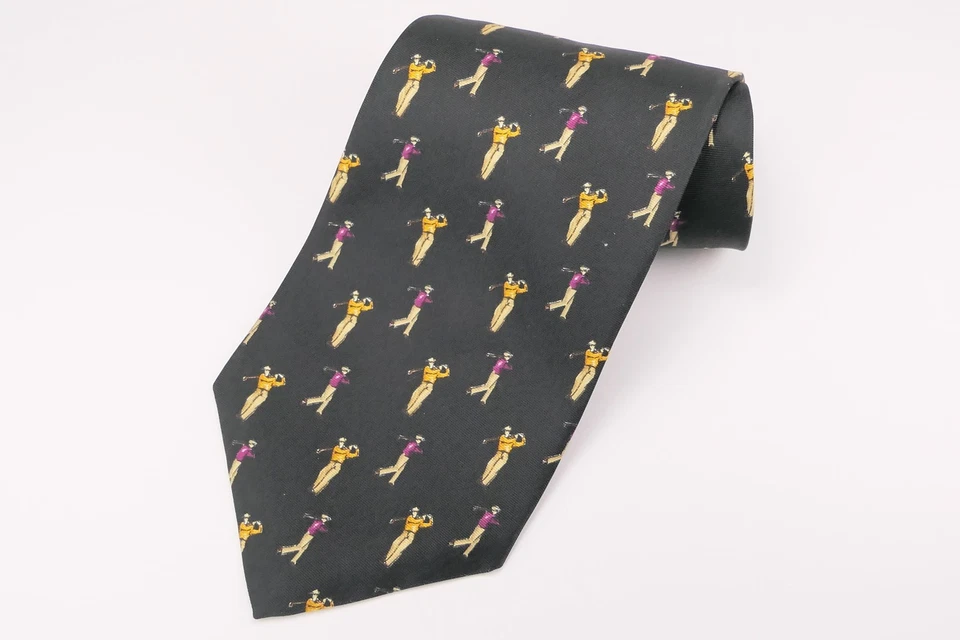 Corbata Ralph Lauren England negra, dorada, granate SEDA GOLF GOLF GOLFISTA 55" Foto 1 de 4