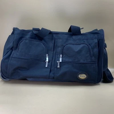 Rockland Rolling Duffel Bags Wheels Heavy Duty Ergonomic Strap Pockets Black 22" - Image 1 of 4