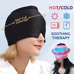 360 Gel Ice Migraine Relief Hat Headache Head Cold Hot Cap Wrap Therapy Mask - Picture 1 of 10