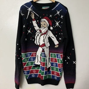 FEO Navidad SANTA DISCO ILUMINADO Suéter Lg Para Hombres Vacaciones Novedad Sábado - Imagen 1 de 7