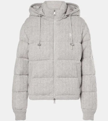 £525 POLO RALPH LAUREN Beige Grey Wool & Cashmere Hooded Jacket DOWN in M - Image 1 of 4