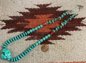 21" Gorgeous southwestern turquoise color Howlite/coral necklace//(g128-w2) - Picture 1 of 2