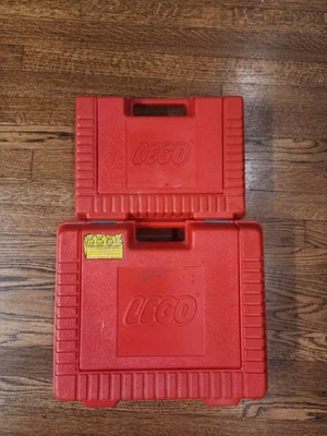 LEGO 1985 Rojo Vintage Estuche Rígido Lote De 2 Pequeño Grande Raro Rojo Foto 1 de 4