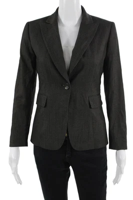 Blazer Antonio Melani Feminino Cinza Escuro Espinha de Arenque Gola Botão Tamanho 0 - Imagem 1 de 4