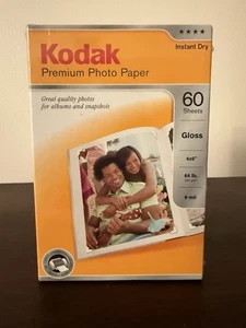 Kodak Premium Photo Paper 60 Sheets Gloss 64lb Instant Dry 4 x 6, New + 57 - Picture 1 of 6