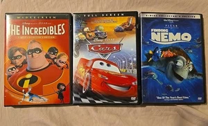 Finding Nemo (2 Disc) 2003, Cars  2006 & The Incredibles (2 Discs) 2004 Preowned - Picture 1 of 8