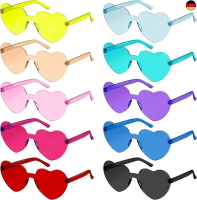 SelfTek Party Brille Herz, 10 Stück Herz Sonnenbrille Magische Farben Party   - Bild 1 von 4