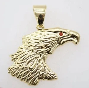 14K Gold gefüllt Adlerkopf Anhänger mit Seidenbeutel und einer 16 Zoll Kette. - Bild 1 von 5