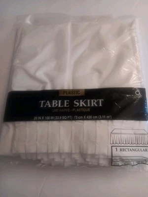 4 Plastic Table Skirts 29”x 168” Rectangular White - Image 1 of 3