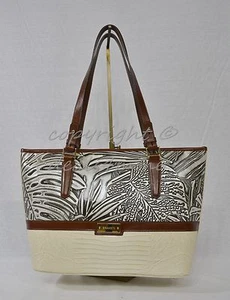 NWT Brahmin Medium Asher Tote/Shoulder Bag. Silver Loreto. Leaf Embossed Leather - Picture 1 of 12