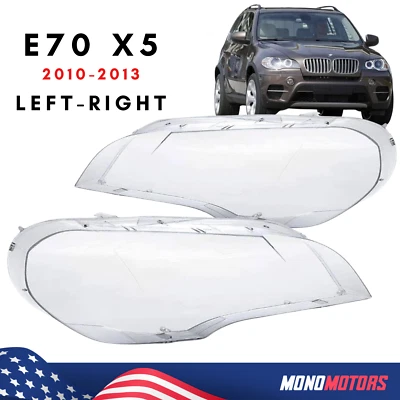 PAR DE FUNDAS DE FAROS PARA BMW E70 X5 LCI 2010-13 PLÁSTICO TRANSPARENTE CUBIERTA LIMPIA Foto 1 de 4