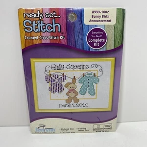Counted Cross Stitch Kit - Bunny Birth Announcement - Janlynn Corporation - New - Picture 1 of 2