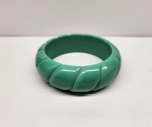 Vintage Carved Turquoise Green Bangle Bracelet, Unknown - Heavy 76g, Excellent! - Picture 1 of 4