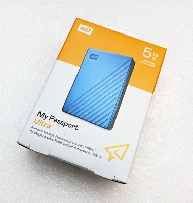 💾 WD My Passport Ultra 5TB blau – USB-C 3.0 HDD – NEU OVP 256-Bit AES - Bild 1 von 4