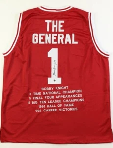 Bob Knight signiertes Karriere Highlight Stat Trikot - Bild 1 von 3
