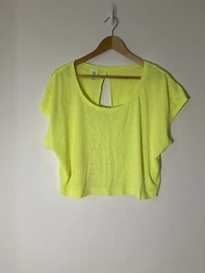 PINK Victoria’s Secret Cutout Open Back Crop Top Bright Neon Yellow Size Small - Picture 1 of 4