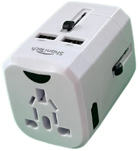 Reiseadapter Multi Worldwide 2 USB Ports UK USA Europa Adapter Stecker - Bild 1 von 8