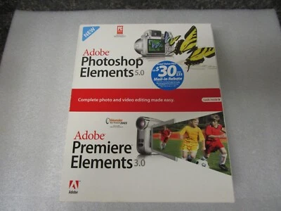 Adobe Photoshop Elements 5.0 & Premiere Elements 3.0 Windows XP CD ROM -Sealed - Image 1 of 4