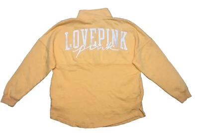 Sudadera Universitaria ROSA Victoria's Secret M Amarilla De Gran Tamaño 1/2 Cremallera Bordada Foto 1 de 4