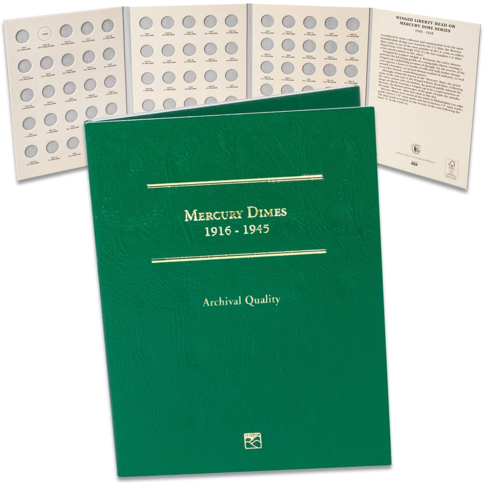 Littleton Folder Lcf20 Mercury Dimes 1916-1945