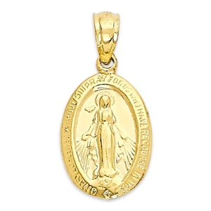 Solid Gold Miraculous Medal Pendant in 10k or 14k, Guadalupe Pendant - Picture 1 of 5