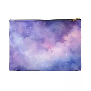 Galaxy Stars Blue Violet Sky Nebula Travel Zipper Pouch, Small Bag, Pencil Case - Picture 1 of 9