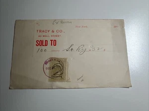 R185 - Tracy & Co - Recibo de ventas de acciones - Nueva York NY - 1901 - Ingresos - Imagen 1 de 2