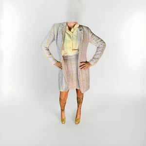 Vintage Y2K Plaid Mini Skirt Suit 2Pc Legally Blond Jacket Set Pastel Plaid VTG - Picture 1 of 23