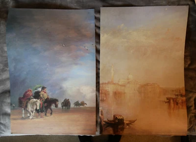 Two museum posters: David Cox: "Crossing The Sands" / J M W Turner: "The Dogana" - Image 1 of 4