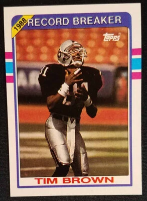 1989 Topps #2 Tim Brown Record Breaker Rookie LA Raiders (HOF) NM-MINT++ - Image 1 of 2