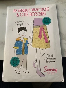 Sewing Made Simple Easy PatternReversible Wrap Tie Skirt & Rockabilly Boys Shirt - Picture 1 of 2